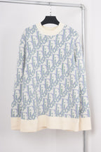 Blue Jacquard Monogram Crewneck - Men's