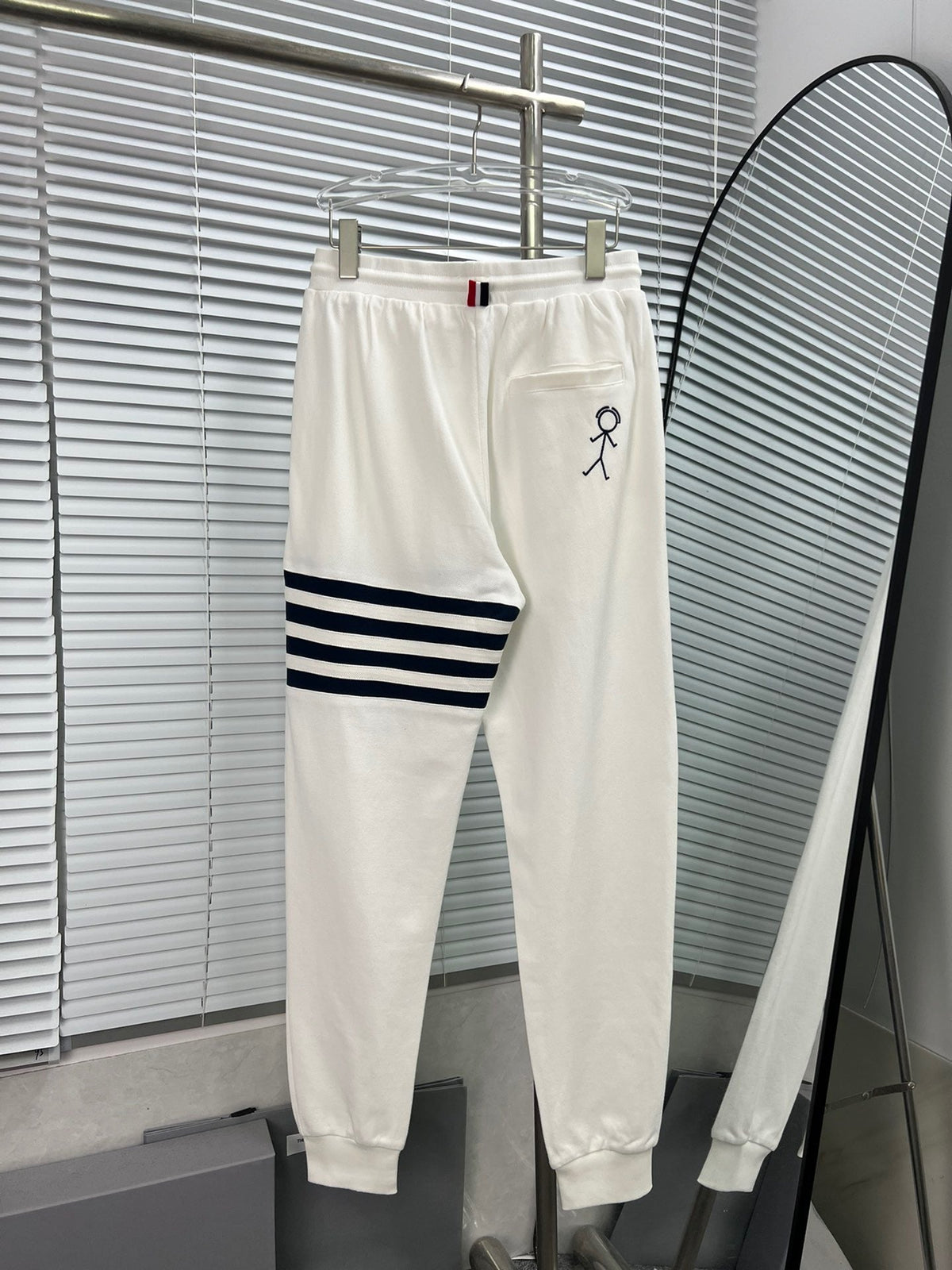 Navy Cotton Bar Stripe Joggers - Men's