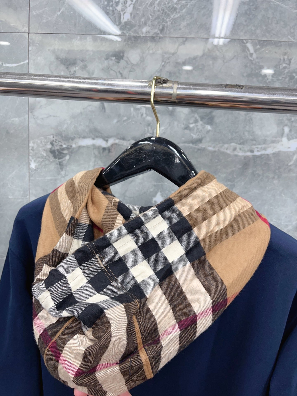 Black Cotton Check Lined Zip-Through - Men's