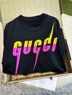 Black Cotton Graphic Crewneck - Men's