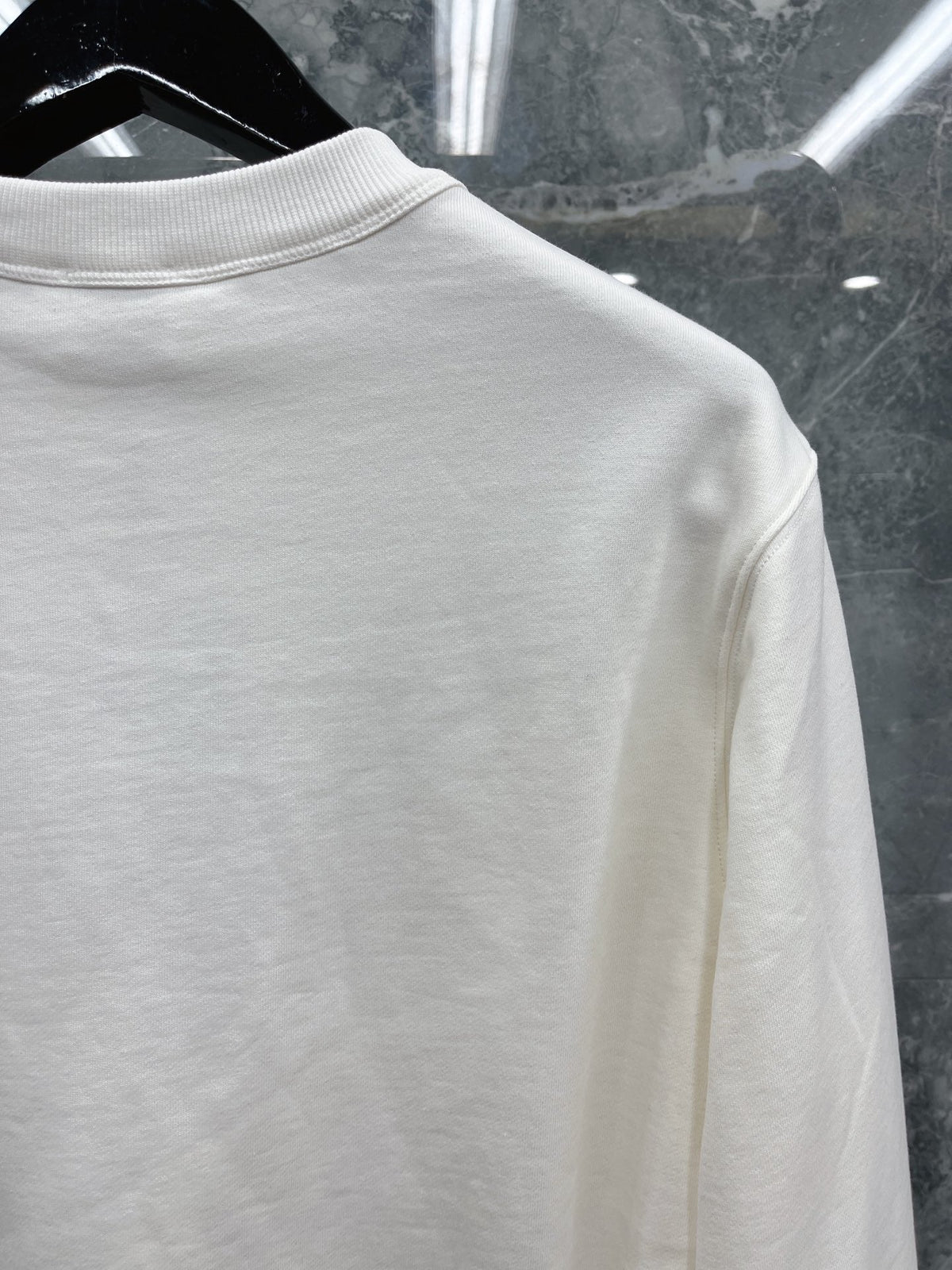 Navy Cotton Embossed Text Crewneck - Men's