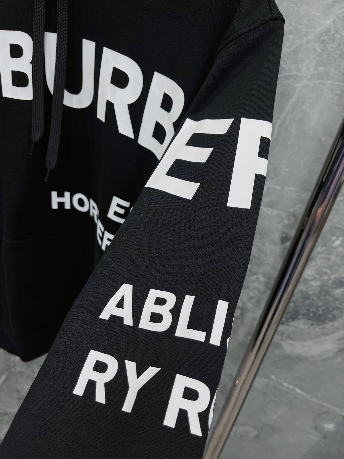 Black Cotton Text Print Pullover - Men's
