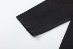 Black Cotton Motif Crewneck - Men's