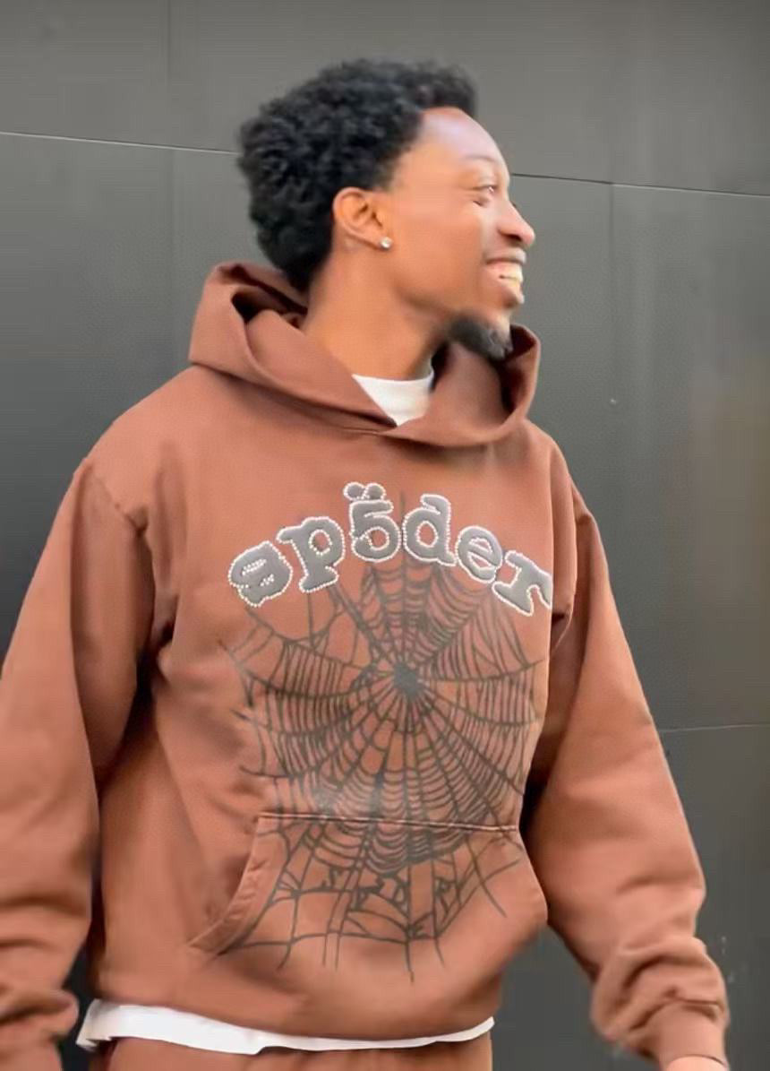 Brown Cotton Graphic Pullover - Men's