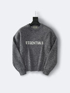 Cream Wool Text Logo Crewneck - Men's