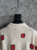 Red Square Crochet Knit Shirt - Men's