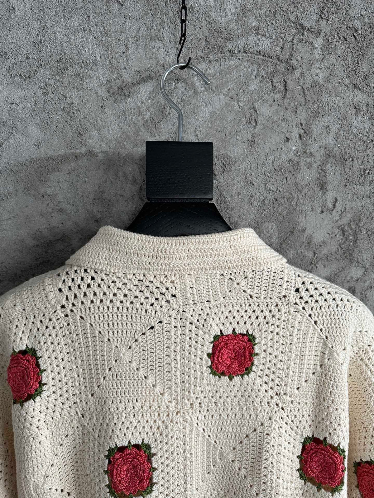 Red Square Crochet Knit Shirt - Men's