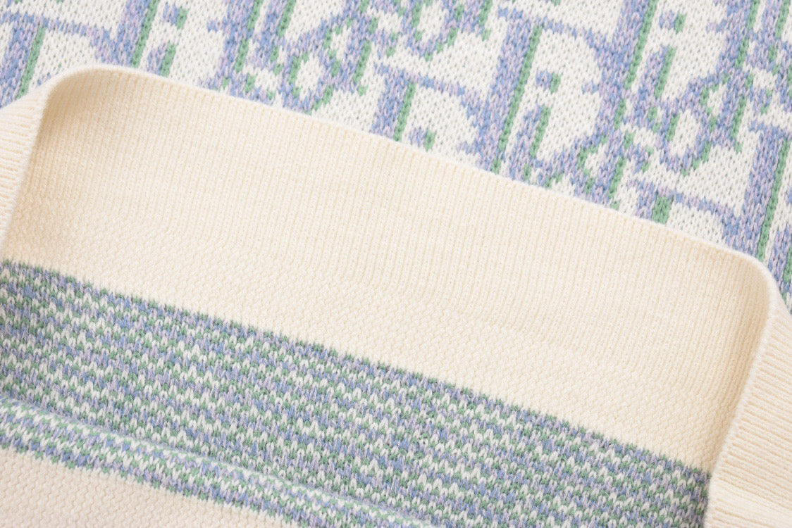 Blue Jacquard Monogram Crewneck - Men's