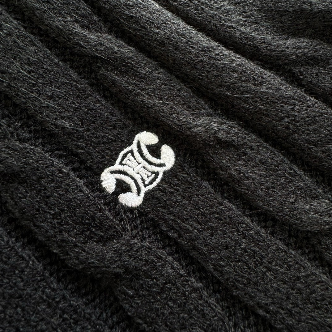 Black Wool Cable Cardigan - Men's