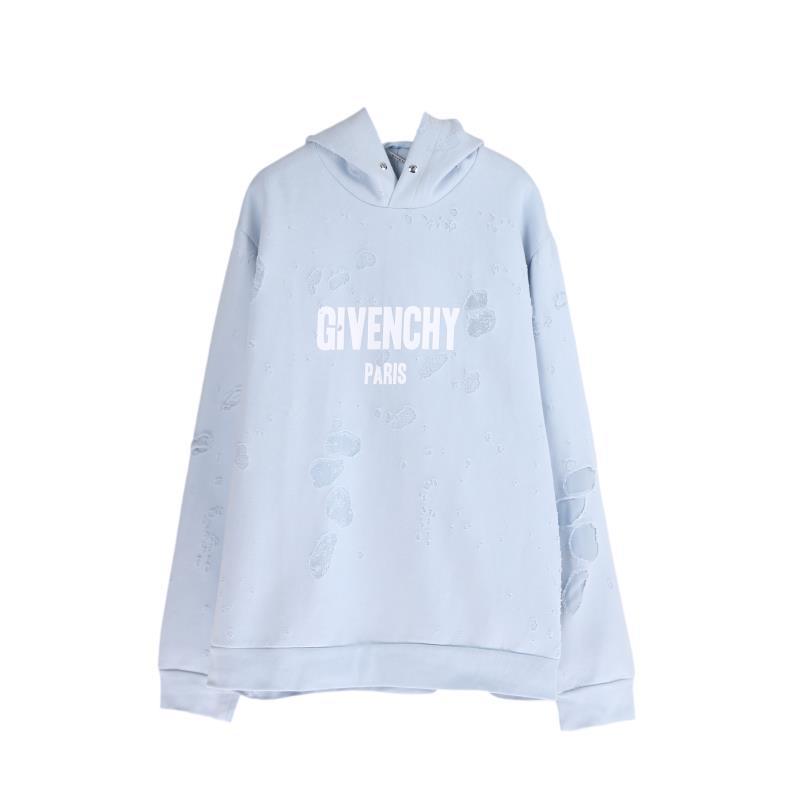 Blue Cotton Chest Text Pullover - Men's