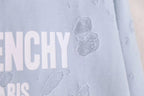 Blue Cotton Chest Text Pullover - Men's