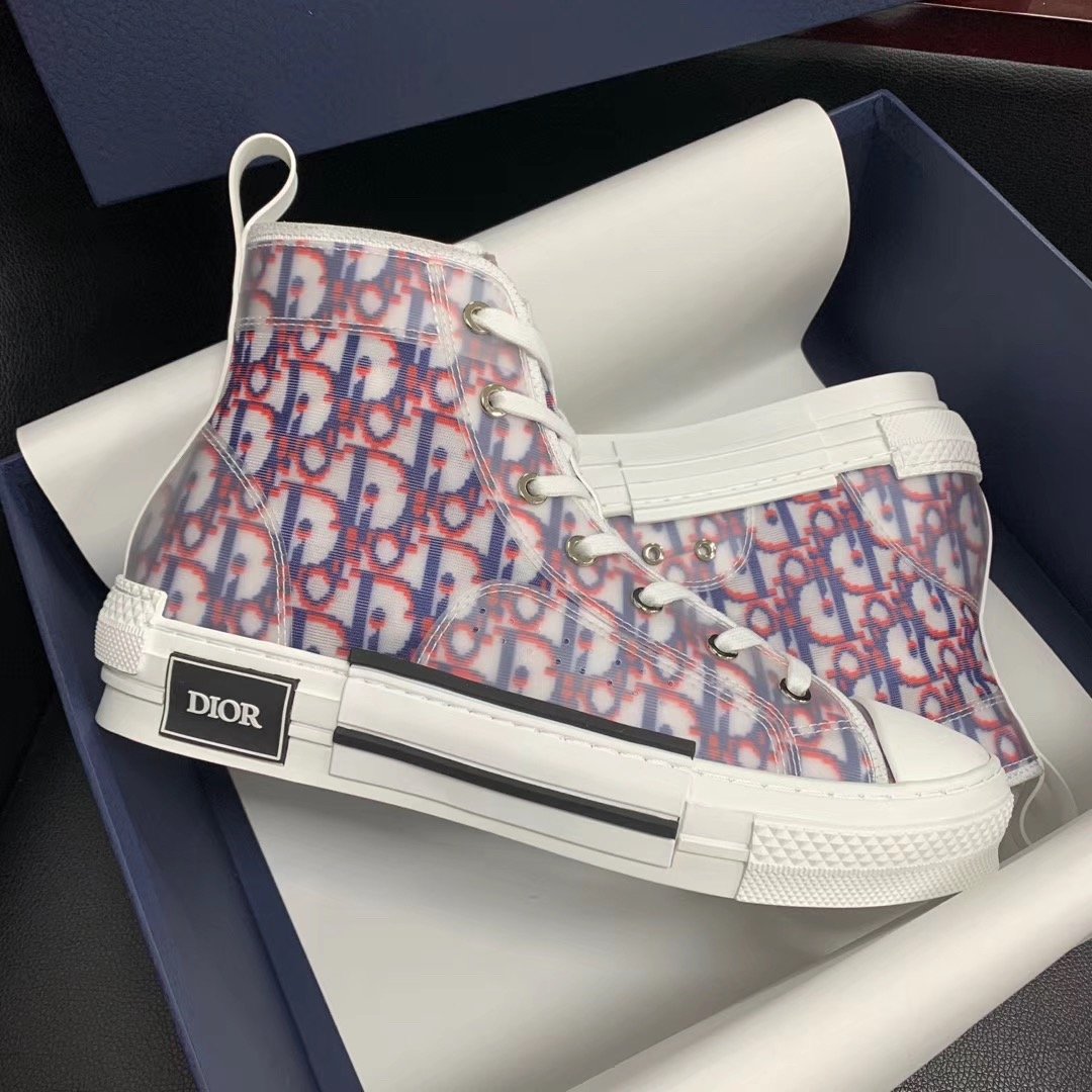 B23 High-Top Pink and Blue Oblique Sneakers