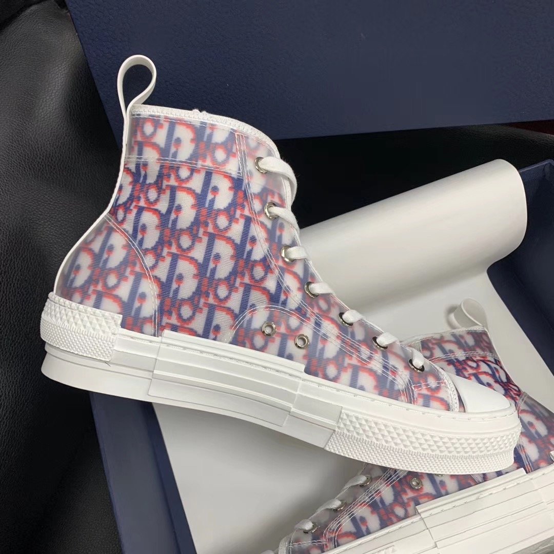 B23 High-Top Pink and Blue Oblique Sneakers