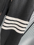 Navy Cotton Bar Stripe Joggers - Men's