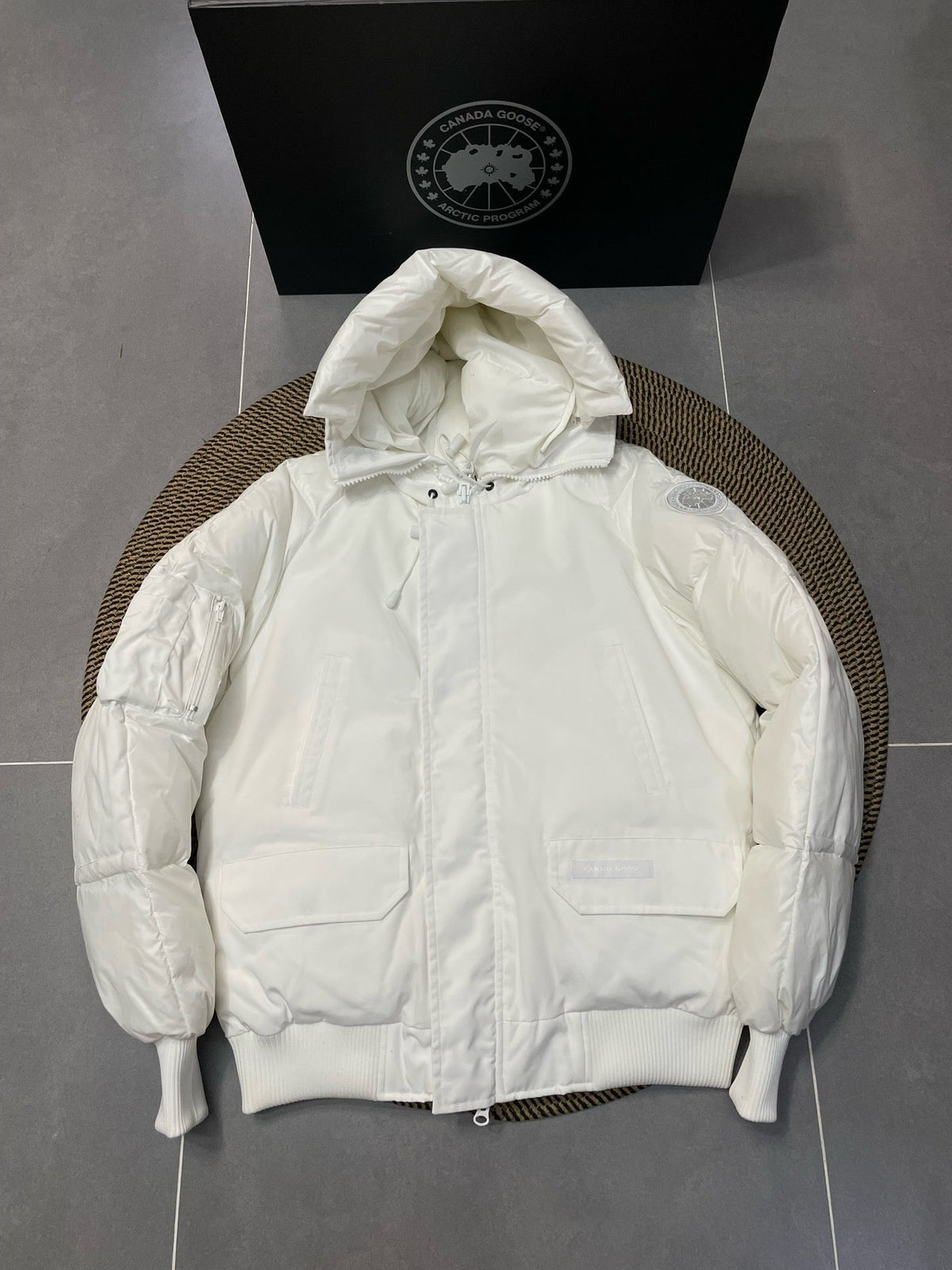 Black and White Puffer Jacket - Men's