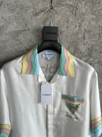 Embroidered Crest Silk Shirt - Men's