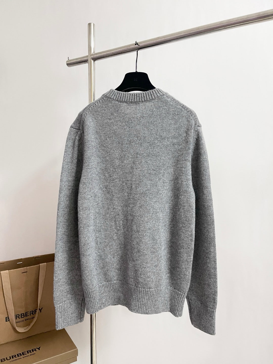 Black Wool Intarsia Crewneck - Men's