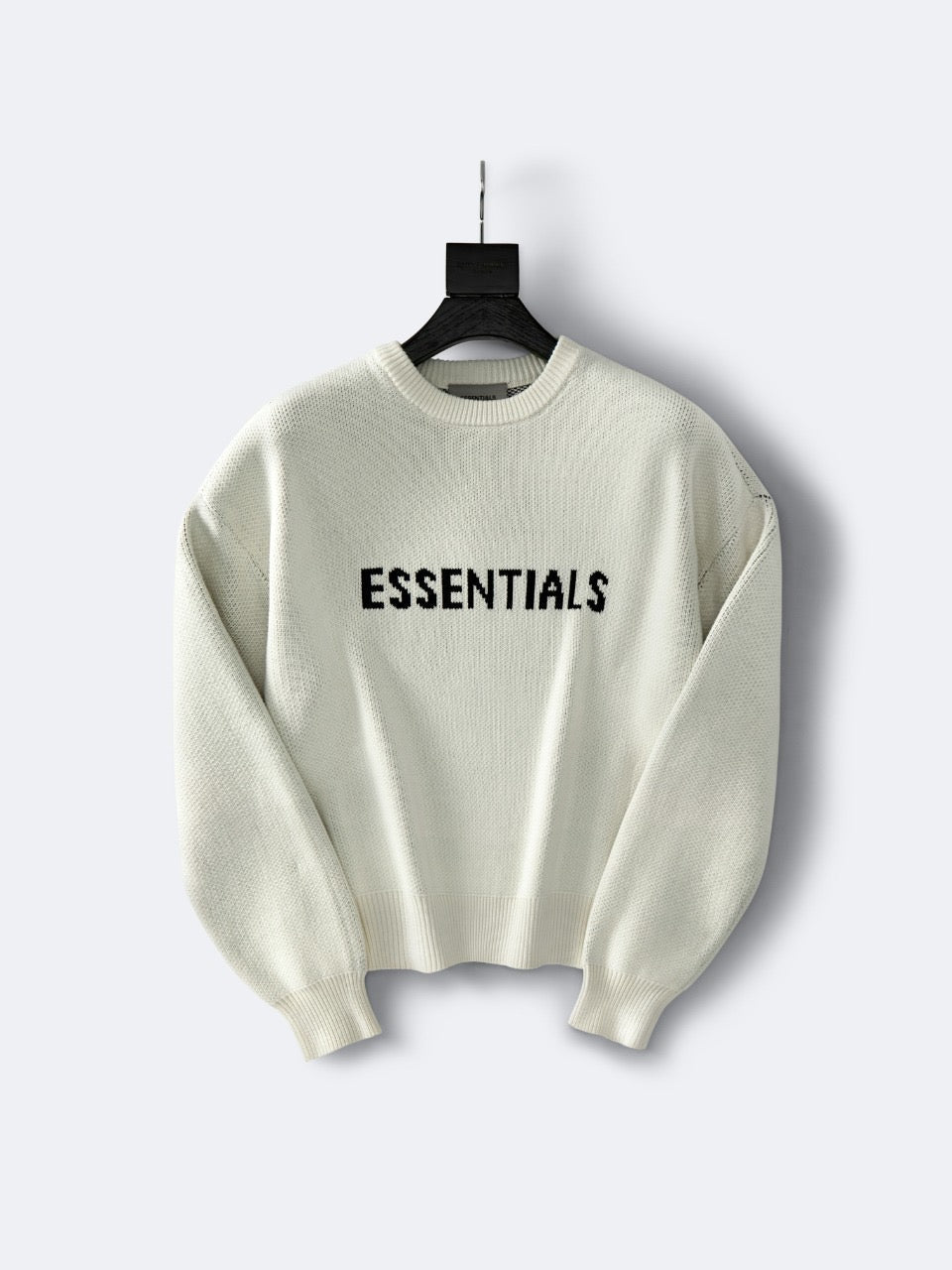 Cream Wool Text Logo Crewneck - Men's