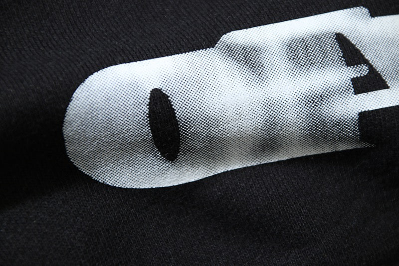 Black Cotton Text Logo Crewneck - Men's