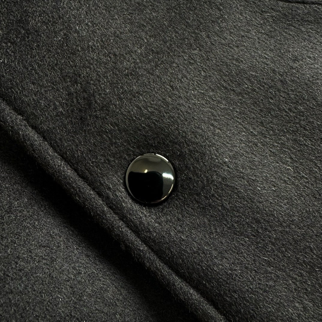 Black Wool Shoulder Panel Varsity - Men's