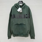 Green Cotton Text Logo Pullover - Men's