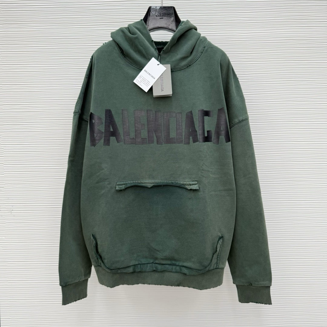 Green Cotton Text Logo Pullover - Men's