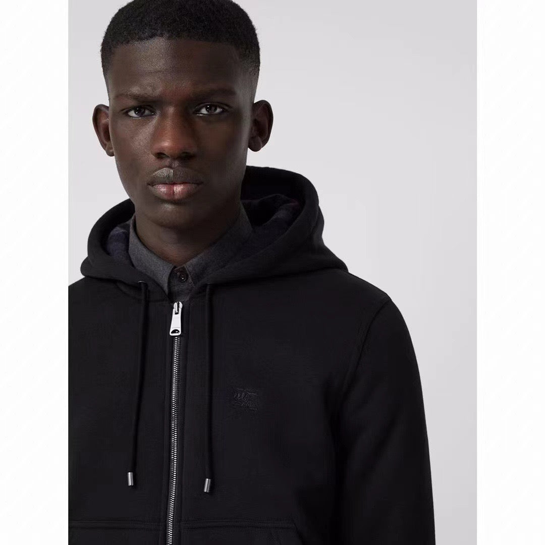 Navy Cotton Logo Zip-Through - Men's
