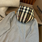 Black Cotton Check Lined Pullover - Men's