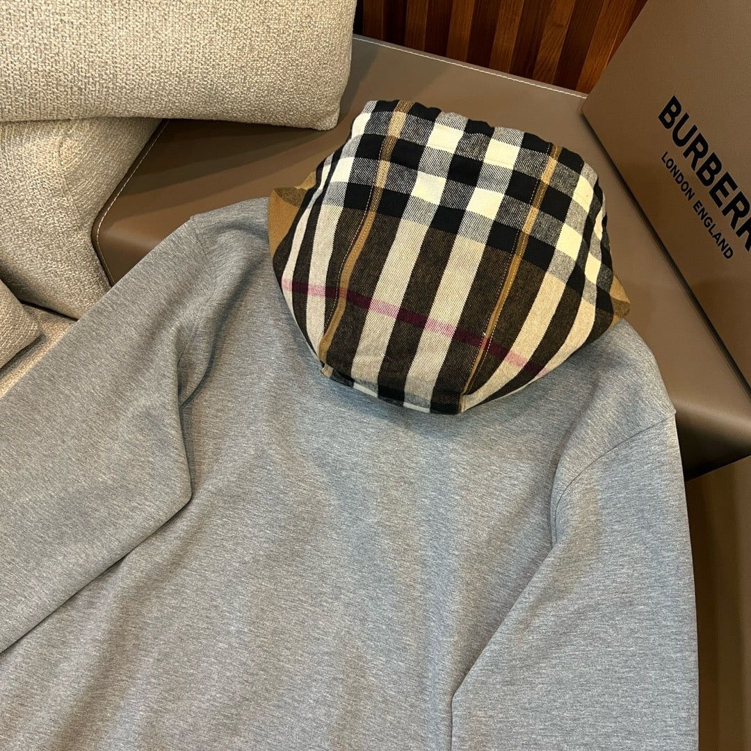 Black Cotton Check Lined Pullover - Men's
