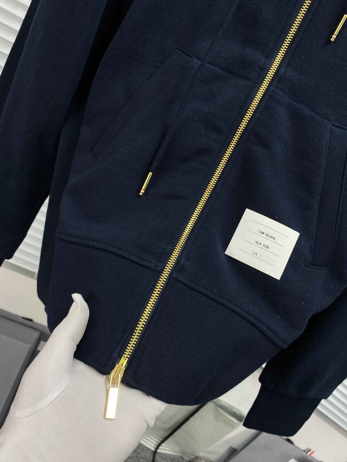 Navy Cotton Plain Zip-Through - Men's