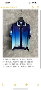 Blue Silk Gradient Print Short-Sleeve - Men's