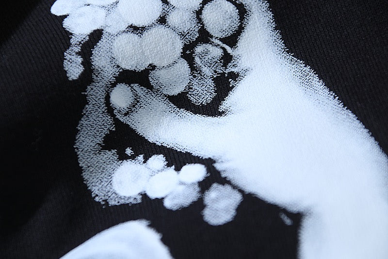 Black Cotton Small Text Crewneck - Men's