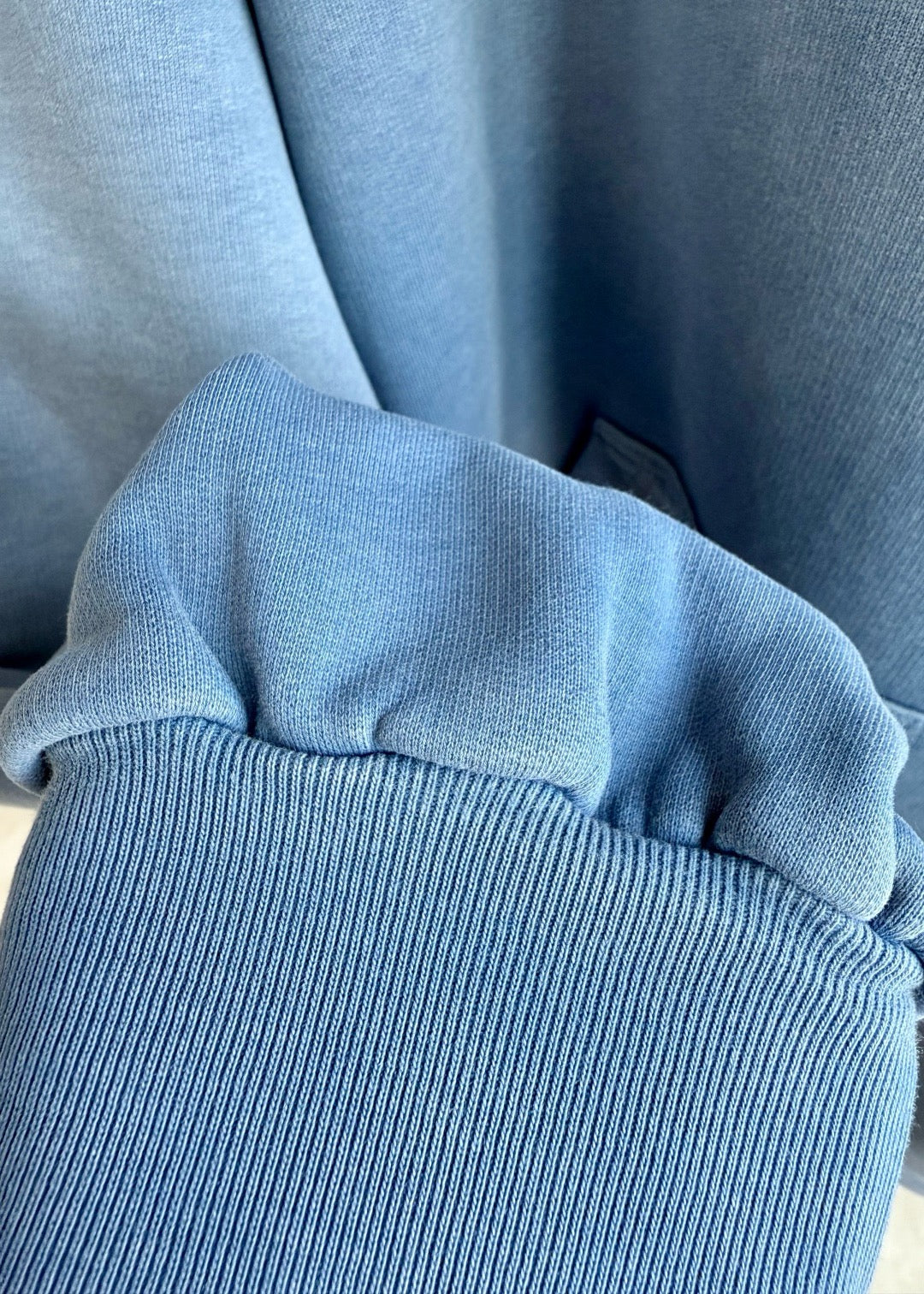Blue Cotton Washed Logo Pullover - Men's