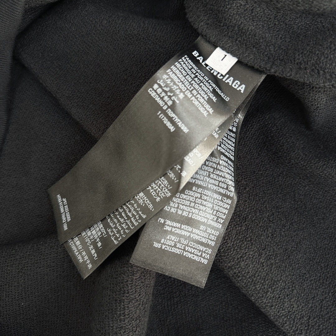 Black Cotton Logo Pullover - Men's