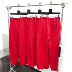 Red Cotton Numeral Print Joggers - Men's