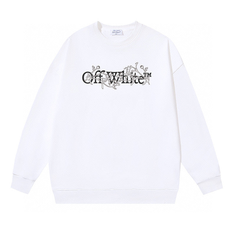 Black Cotton Gothic Text Crewneck - Men's