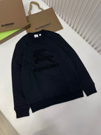 Black Cotton Tonal Emblem Crewneck - Men's