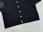 Black Wool Cable Cardigan - Men's