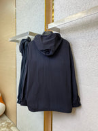 Navy Nylon Logo Hooded - Men's