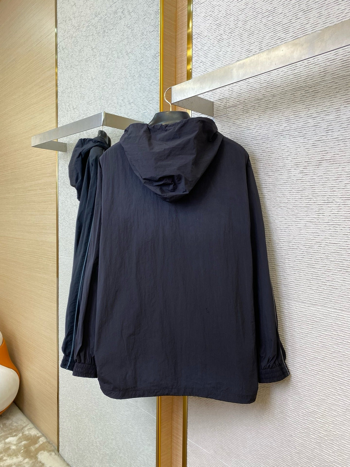Navy Nylon Logo Hooded - Men's