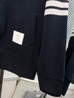 Navy Wool Four-Bar Zip-Through - Men's