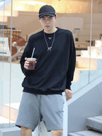 Black Cotton Triangle Logo Long-Sleeve - Men's