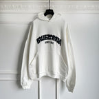 Black Cotton Varsity Text Pullover - Men's