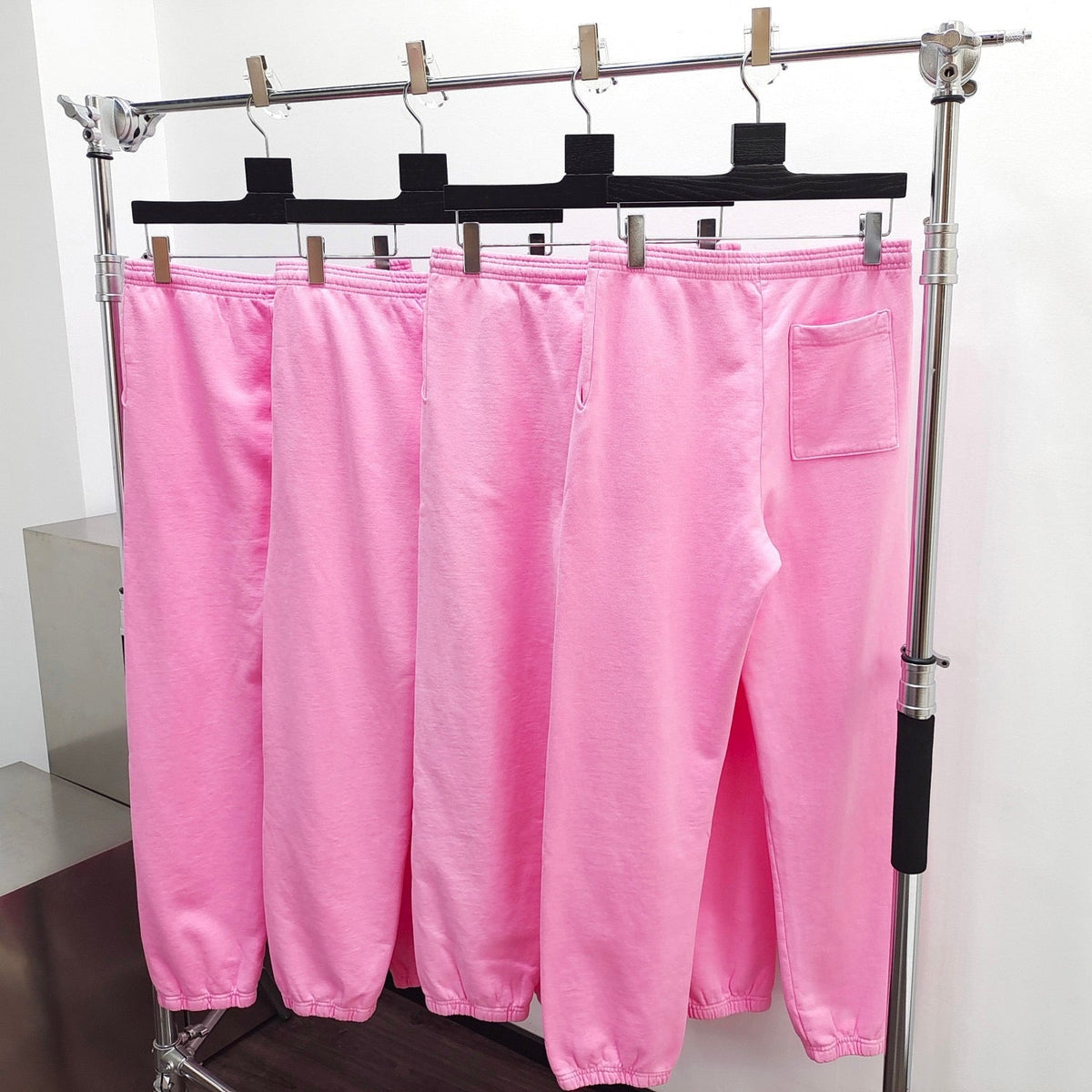 Pink Cotton Arch Text Joggers - Men's