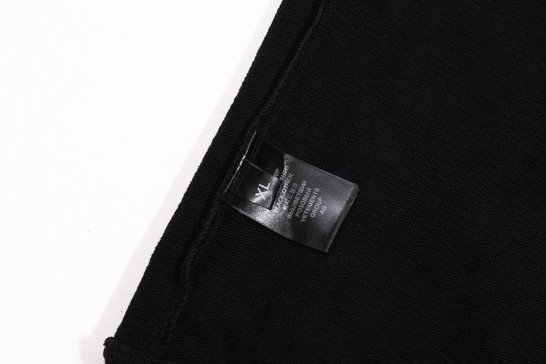 Black Cotton Tonal Graphic Pullover - Men's