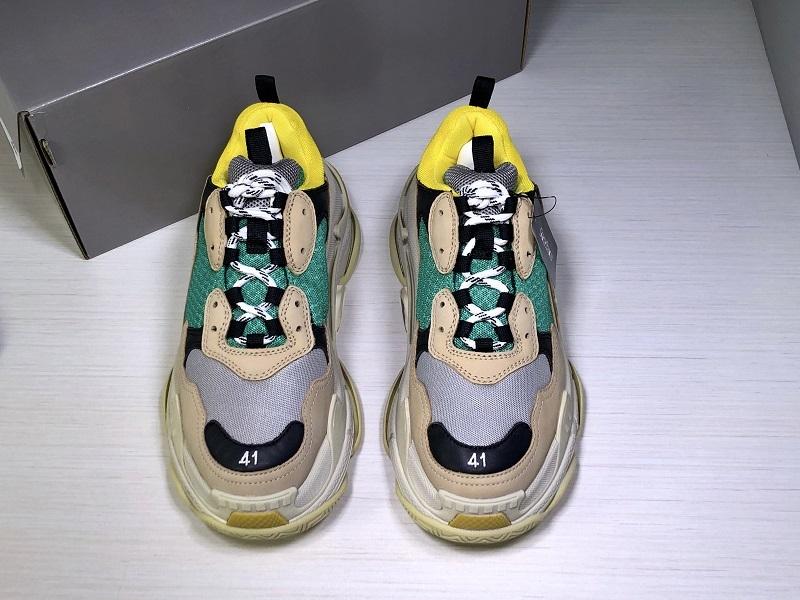 Triple S Beige and Teal Sneakers