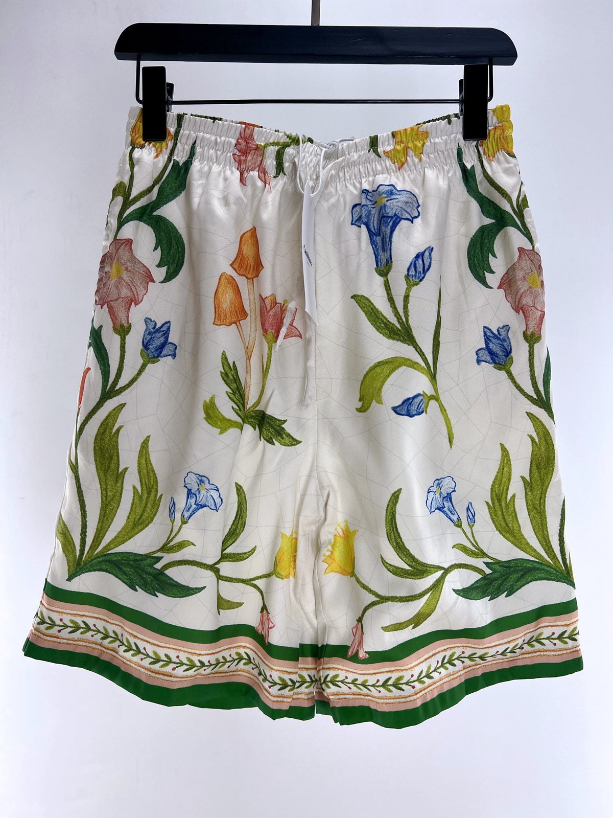 Botanical Print Silk Shorts - Men's