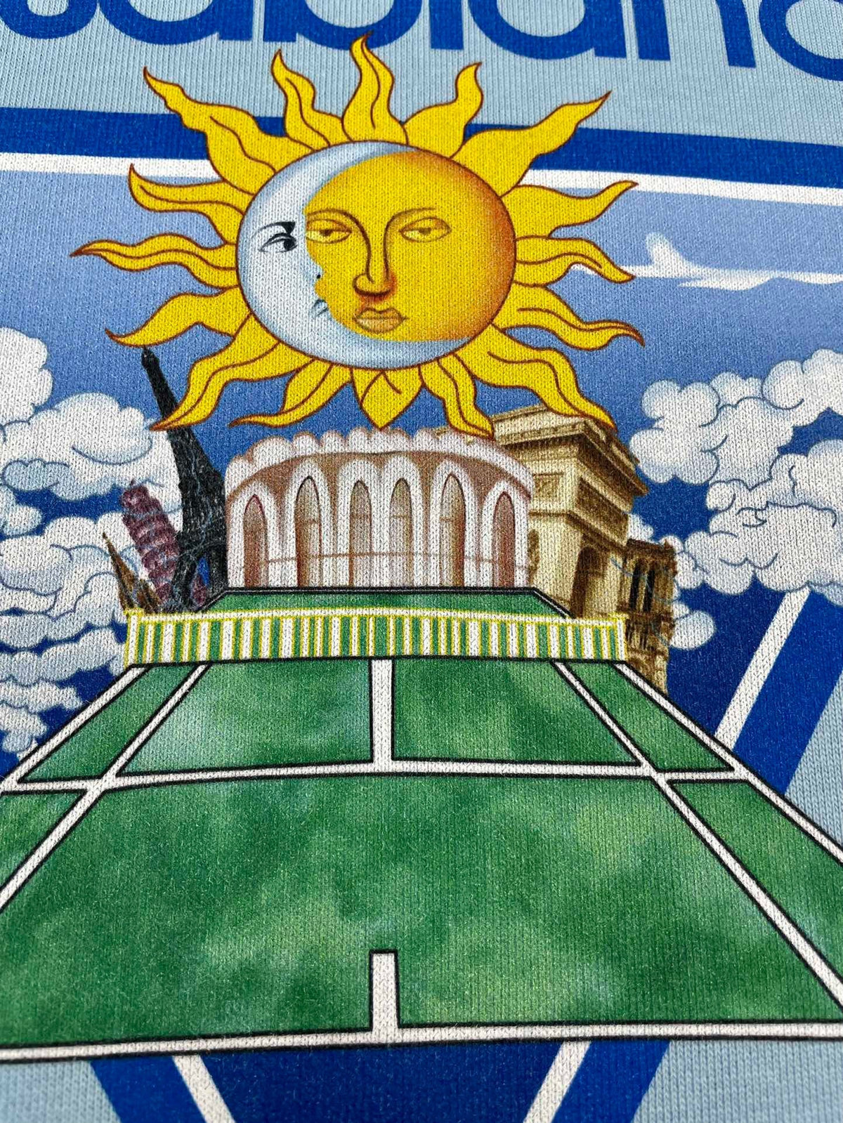 Blue Cotton Sun Graphic Crewneck - Men's