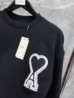 Navy Cotton Heart Logo Crewneck - Men's