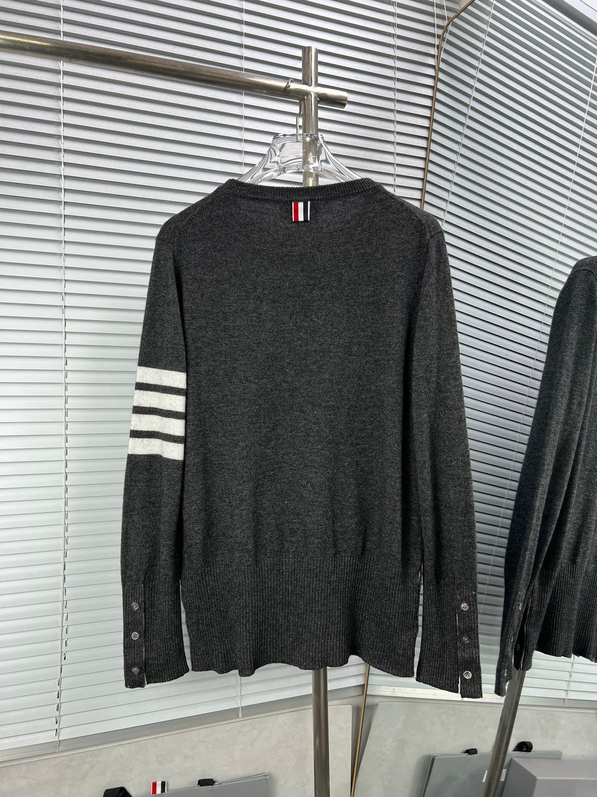 4-Bar Crewneck Navy Knit - Men's